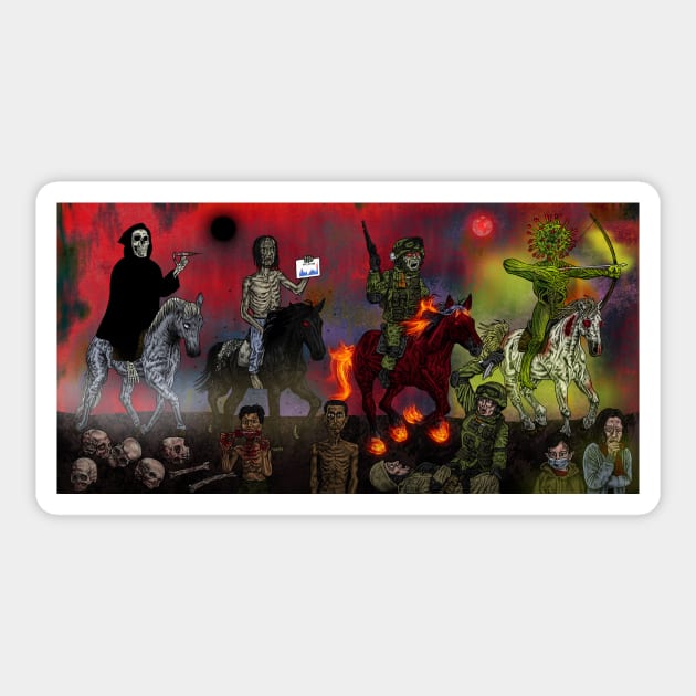 THE FOUR HORSEMEN OF THE APOCALYPSE Sticker by OLIVER HASSELL